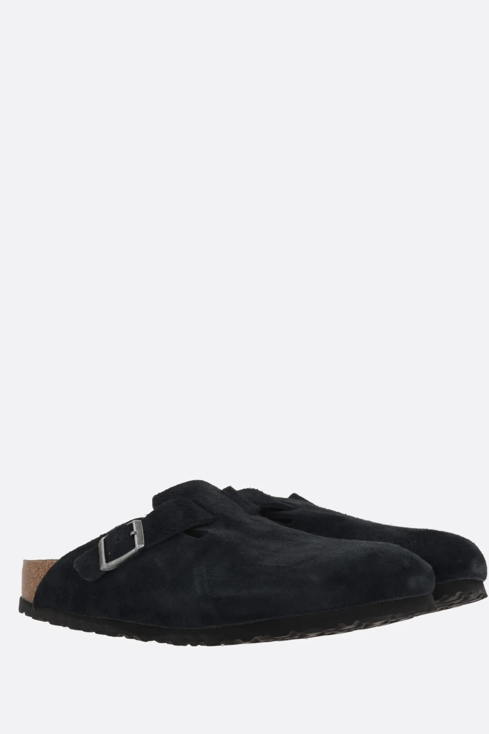 Mocassini E Slippers>BIRKENSTOCK mule flat Boston BS in suede (Narrow Fit) Nero