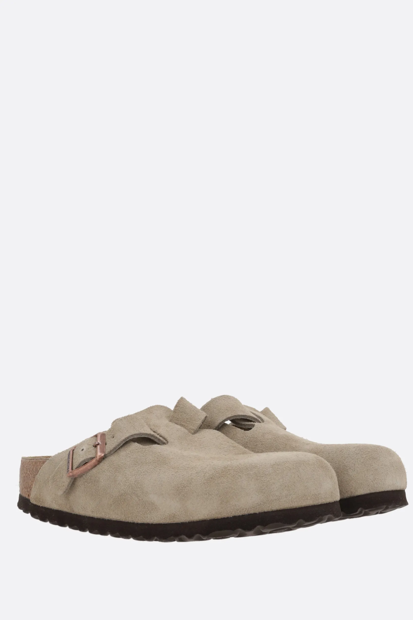 Décolletés E Slingbacks>BIRKENSTOCK mule flat Boston BS in suede (Narrow Fit) Neutro