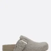 Décolletés E Slingbacks>LOEWE mule flat Ease Buckle in suede spazzolato Verde