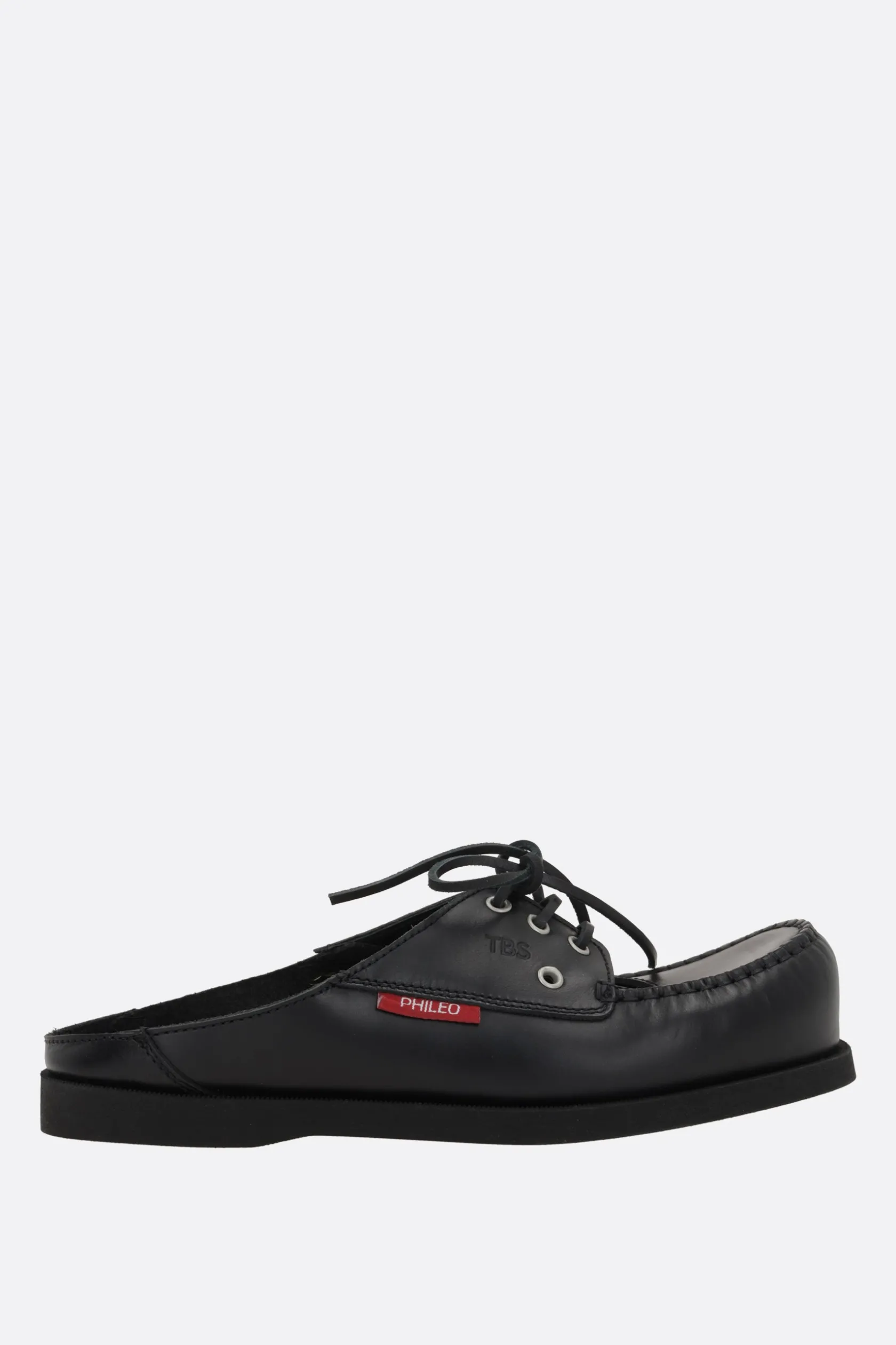 Décolletés E Slingbacks>PHILEO mule flat x TBS in pelle liscia Nero
