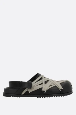 Décolletés E Slingbacks>RICK OWENS mule slingback Megalaced in pelle liscia Nero