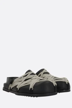 Décolletés E Slingbacks>RICK OWENS mule slingback Megalaced in pelle liscia Nero