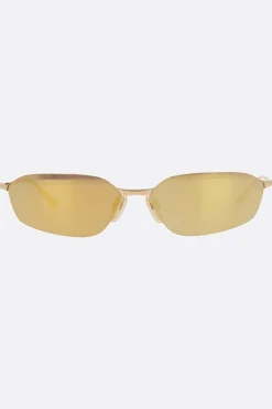 Accessori Da Indossare>BALENCIAGA occhiale da sole Invis 2 Oval in metallo Oro