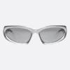 Accessori Da Indossare>BALENCIAGA occhiale da sole Swift Oval in nylon iniettato bio Argento