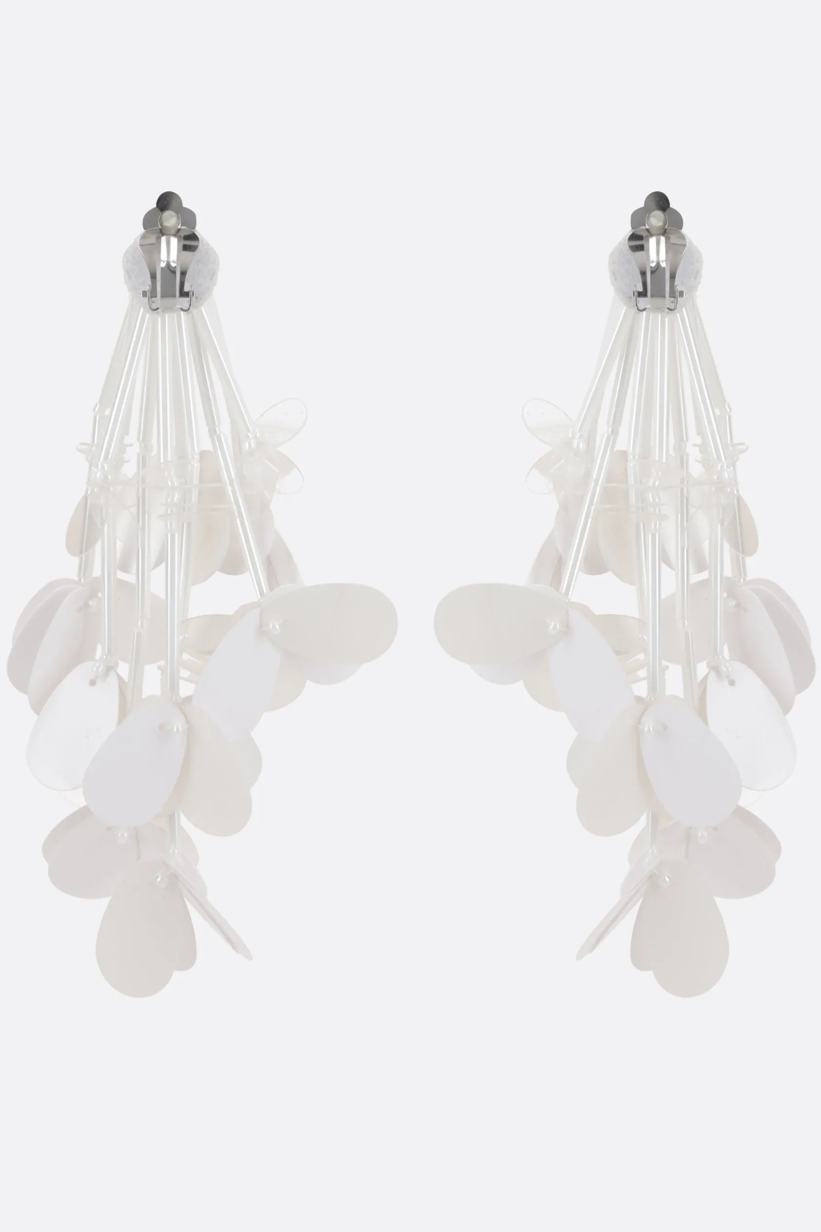 Gioielli>PLAN C orecchini a clip con frange di paillettes Bianco