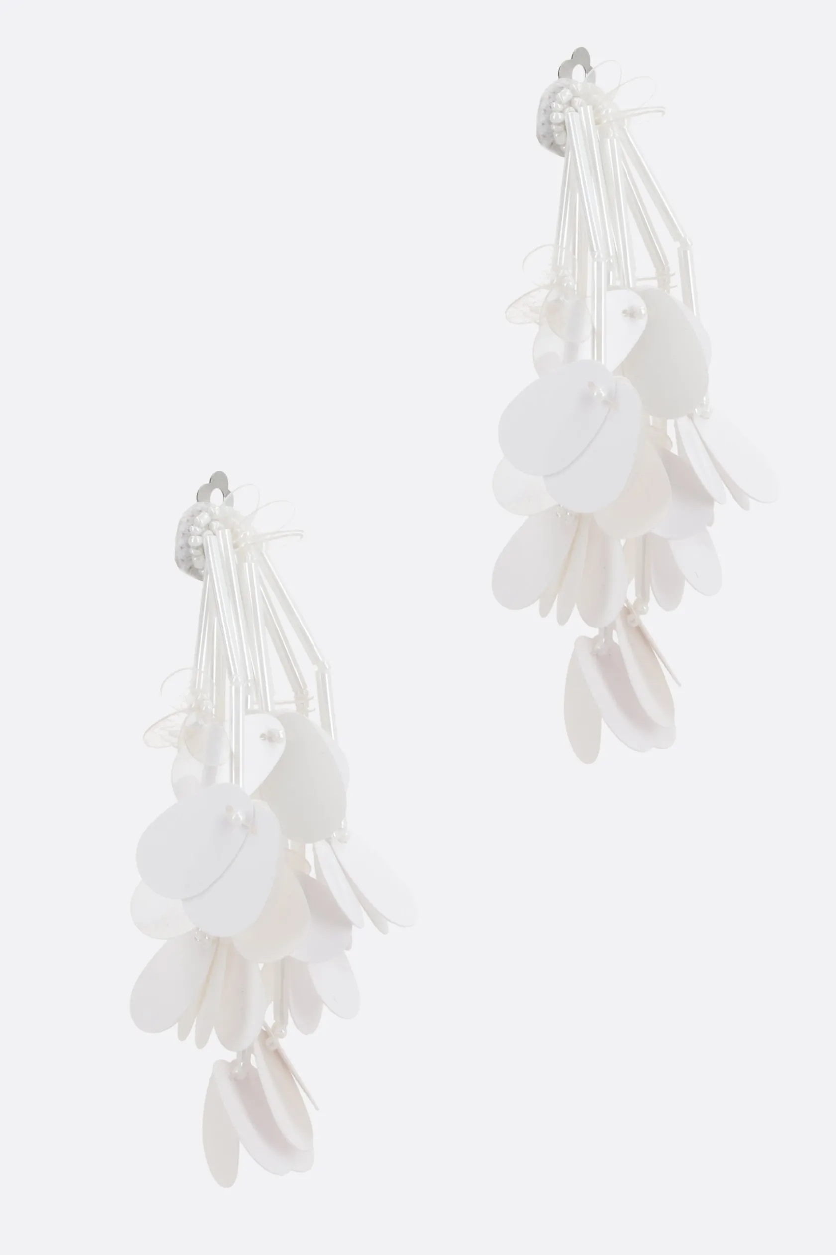 Gioielli>PLAN C orecchini a clip con frange di paillettes Bianco