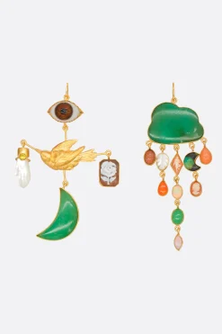 Gioielli>GRAINNE MORTON orecchini pendenti Bird and Cloud Multicolor