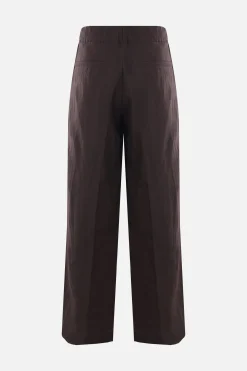 Pantaloni>DRIES VAN NOTEN pantalone a gamba ampia Pilan in lino e lana Marrone