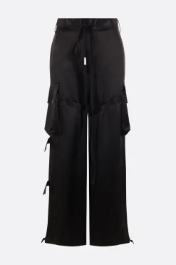 Pantaloni>ANN DEMEULEMEESTER pantalone cargo in raso Nero