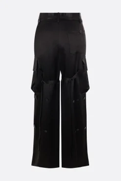 Pantaloni>ANN DEMEULEMEESTER pantalone cargo in raso Nero