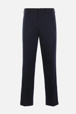 Pantaloni>J.PRESS pantalone chino in gabardine con risvolti Blu