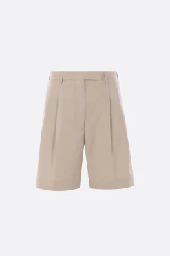 Pantaloni>THOM BROWNE pantalone corto con pinces in cotone tecnico Marrone