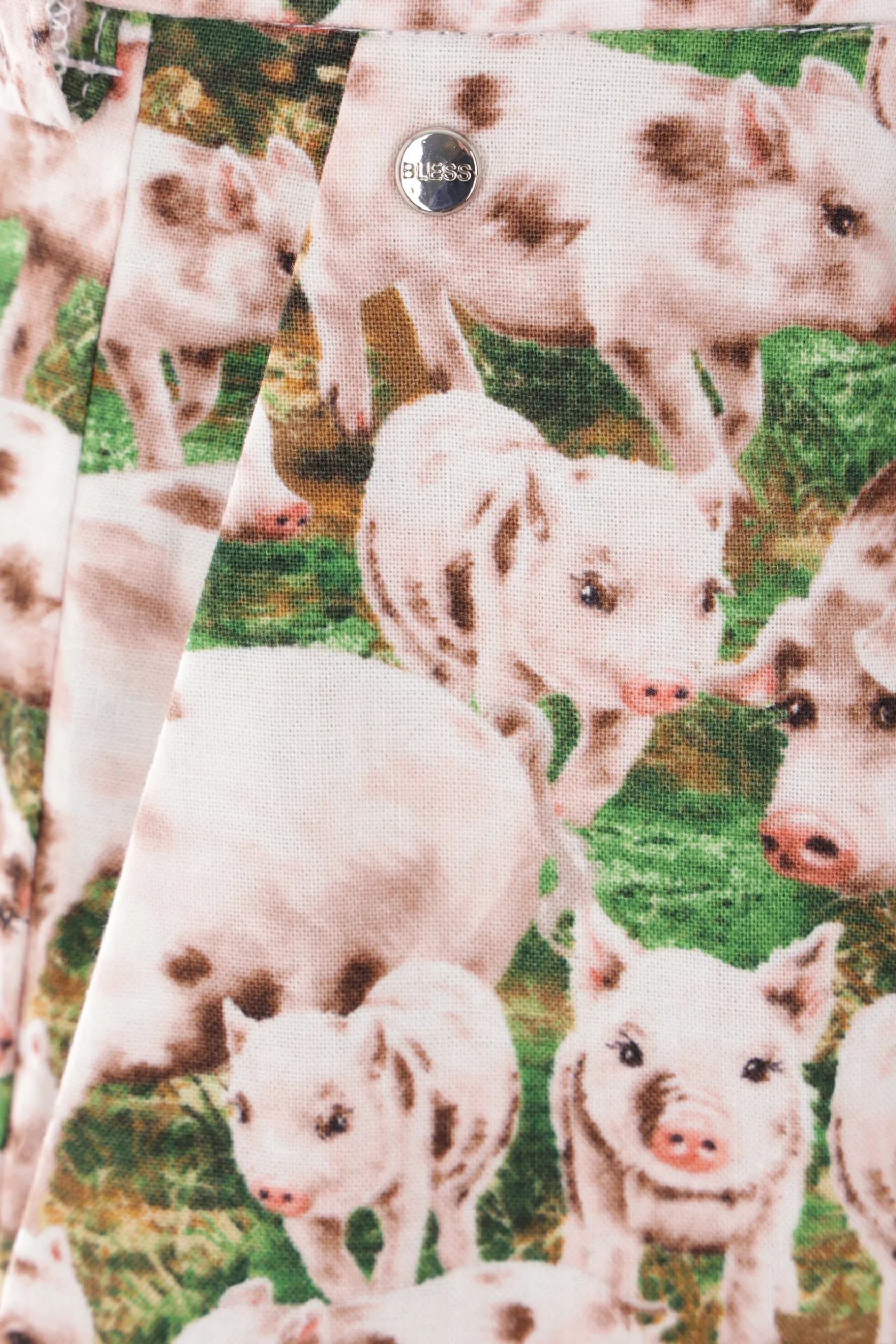 Pantaloni>BLESS pantalone corto in cotone stampa Pigs Rosa
