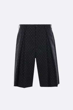 Pantaloni>COMME DES GARÇONS HOMME PLUS pantalone corto in lana a pois Nero