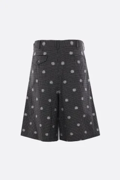 Pantaloni>COMME DES GARÇONS HOMME PLUS pantalone corto in lana e cotone check Nero