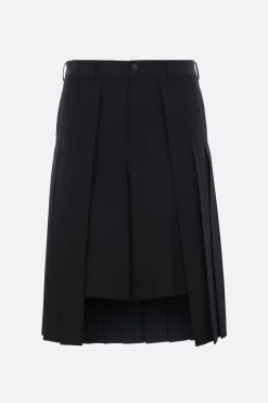 Pantaloni>COMME DES GARÇONS HOMME PLUS pantalone corto in lana plissé Nero