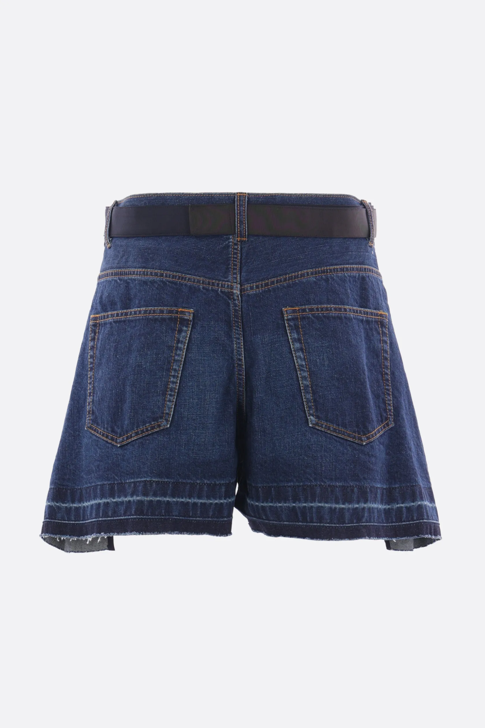 Pantaloni>SACAI pantalone corto in misto lana e denim con cintura Blu
