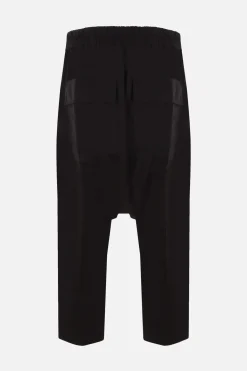 Pantaloni>RICK OWENS pantalone cropped in cotone con coulisse Nero