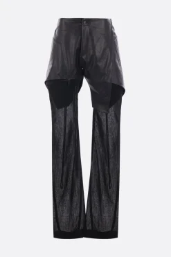 Pantaloni>YEHUAFAN pantalone in pelle e tela Nero