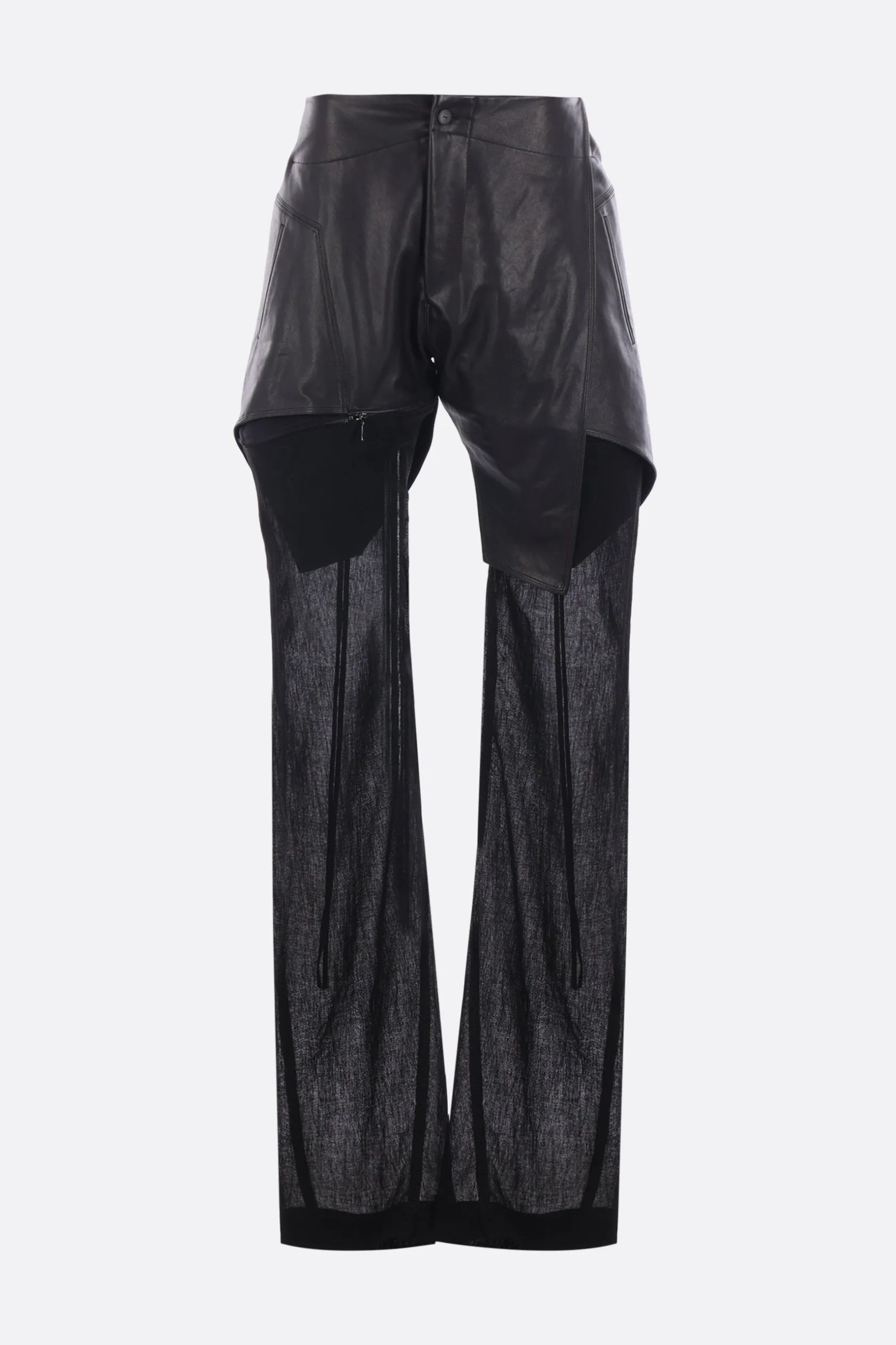 Pantaloni>YEHUAFAN pantalone in pelle e tela Nero