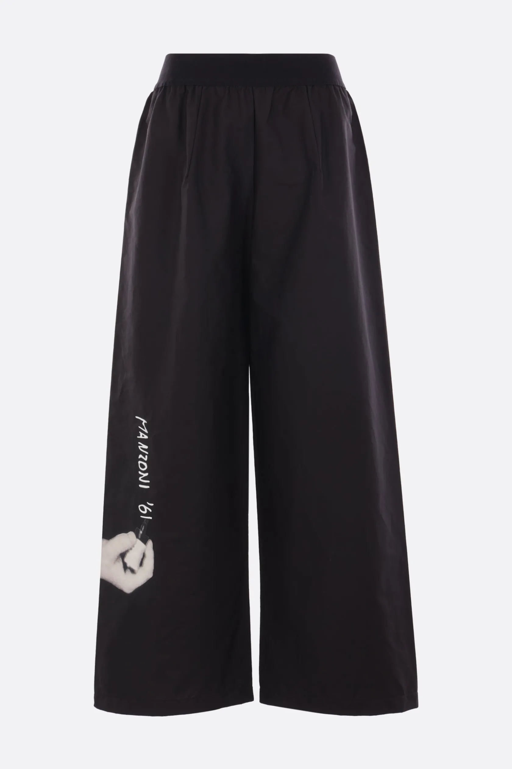 Pantaloni>MARIA CALDERARA pantalone in popeline stampa Manzoni '61 Nero