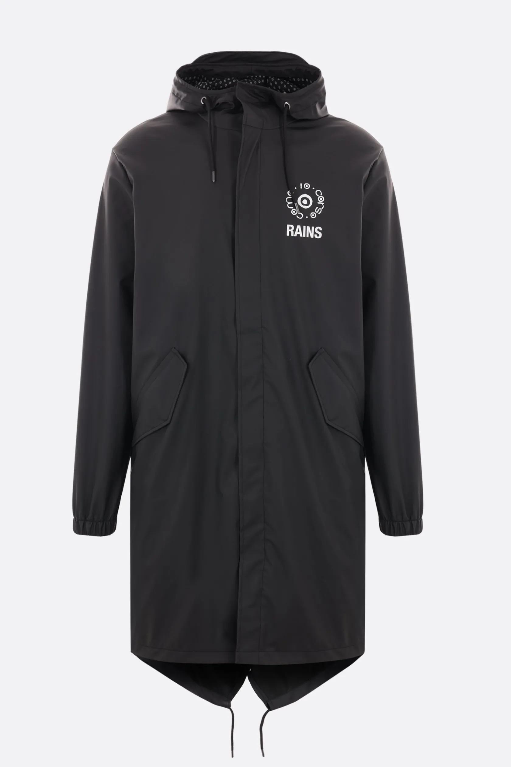 Capispalla>RAINS X 10 CORSO COMO parka Fishtail in nylon resinato Nero