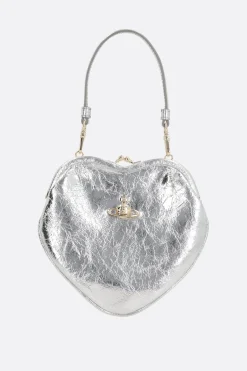 Borse A Mano>VIVIENNE WESTWOOD pochette Belle Heart in pelle metallizzata Argento