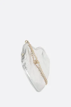 Borse A Mano>VIVIENNE WESTWOOD pochette Belle Heart in pelle metallizzata Argento