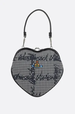 Borse A Mano>VIVIENNE WESTWOOD pochette Belle Heart in tessuto a quadri Nero