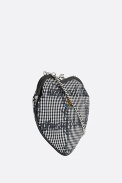 Borse A Mano>VIVIENNE WESTWOOD pochette Belle Heart in tessuto a quadri Nero