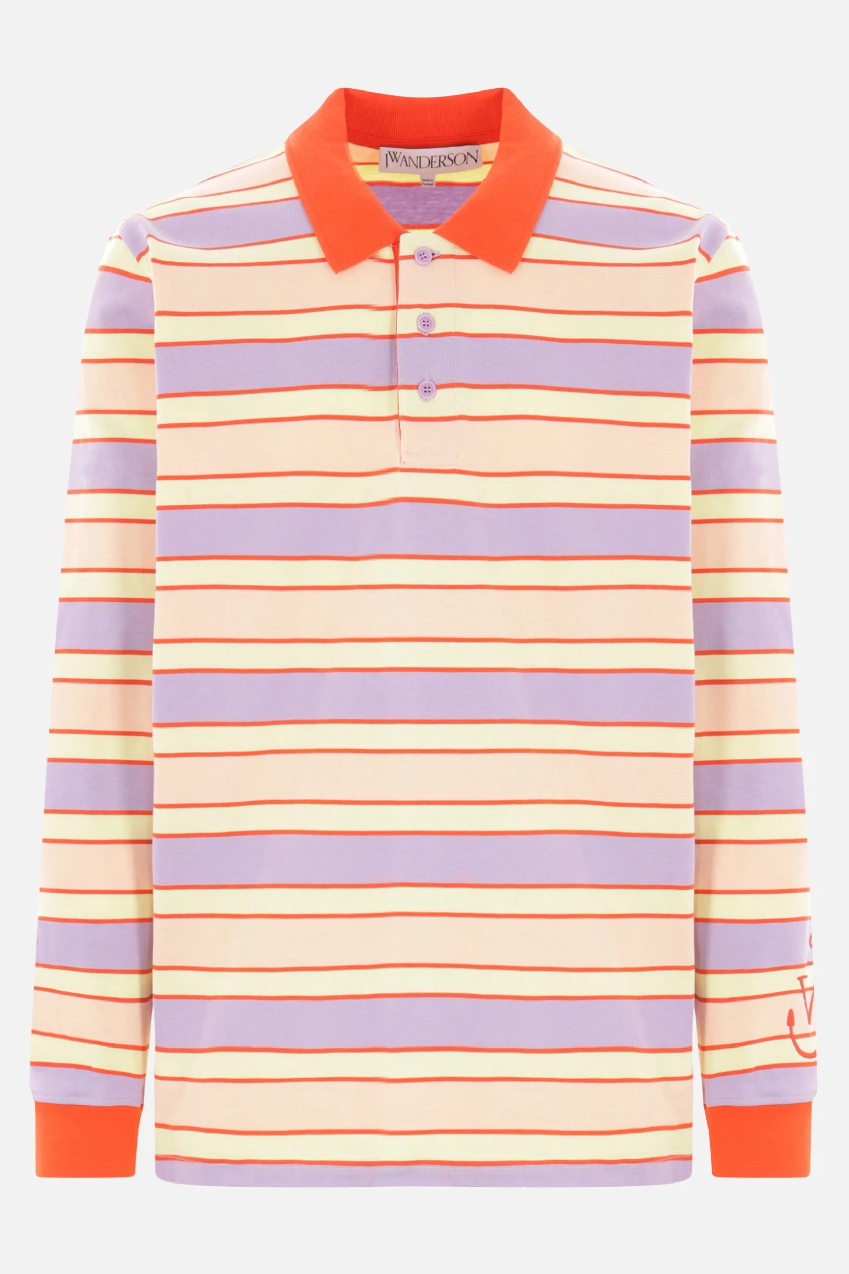 Topwear>JW ANDERSON polo a maniche lunghe in jersey a righe Rosa