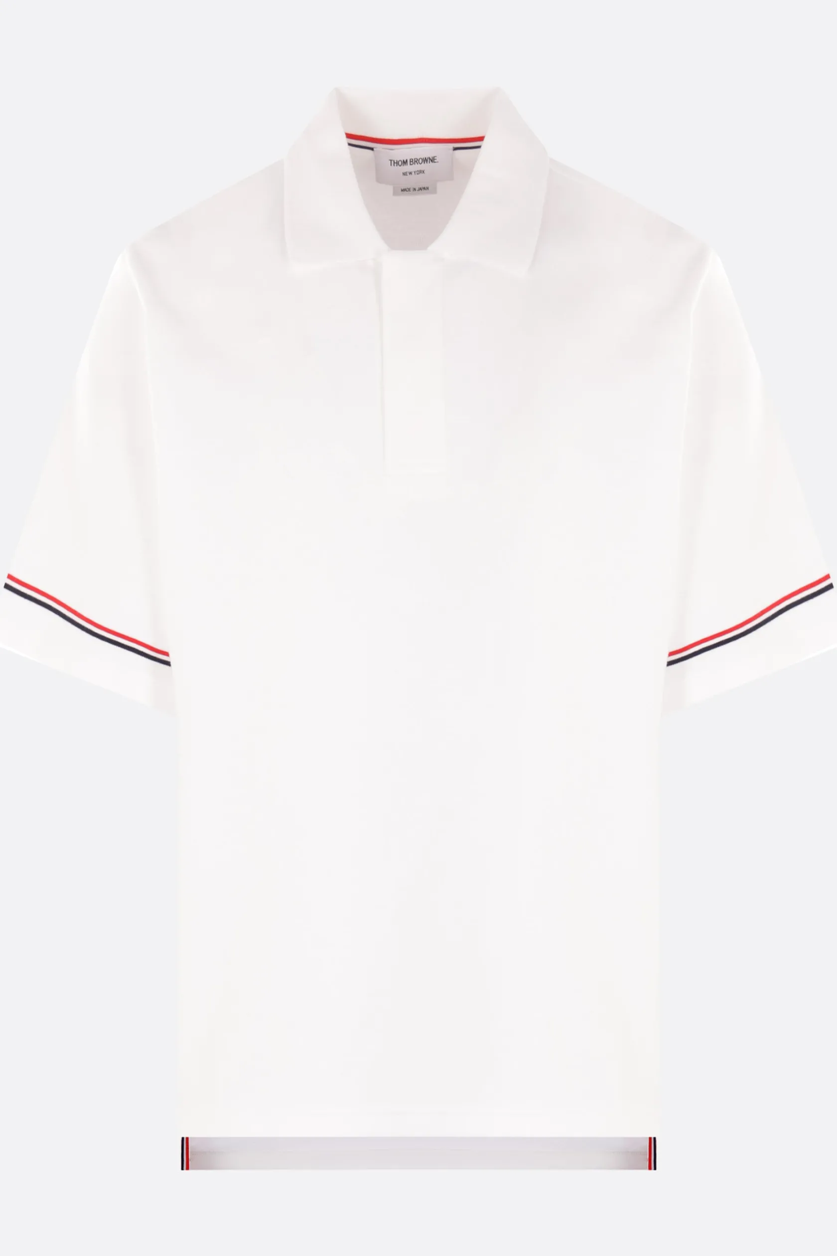 Topwear>THOM BROWNE polo in interlock Bianco