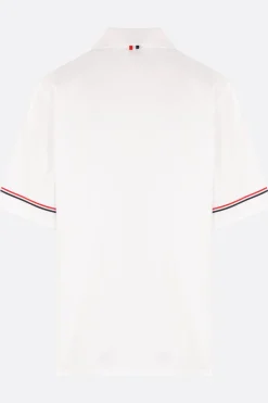 Topwear>THOM BROWNE polo in interlock Bianco