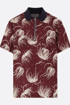 Topwear>SACAI polo in misto cotone stampa grafica Rosso