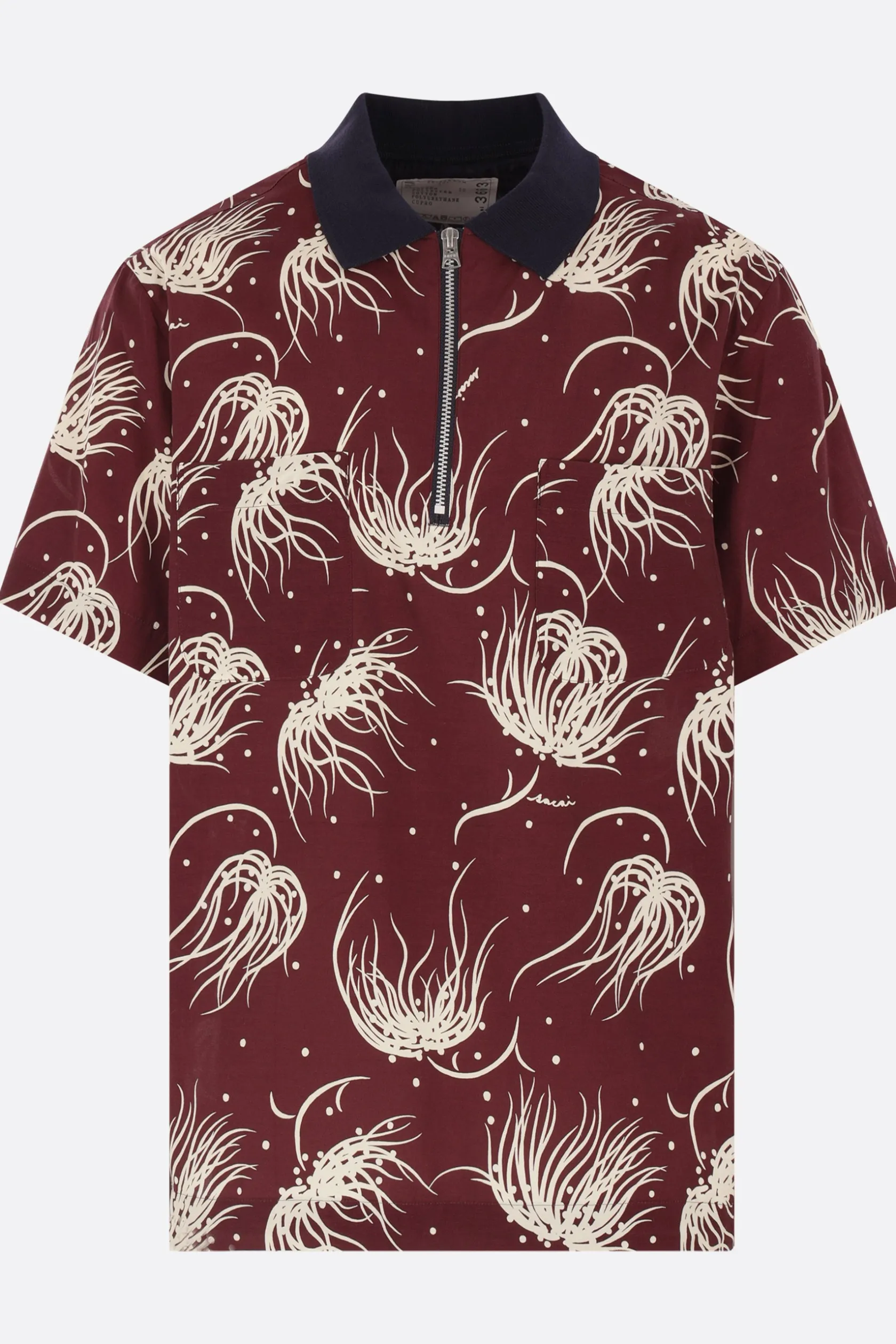 Topwear>SACAI polo in misto cotone stampa grafica Rosso