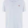 Topwear>MAISON KITSUNÉ polo in piquet patch Fox Head Blu
