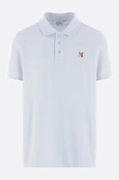 Topwear>MAISON KITSUNÉ polo in piquet patch Fox Head Blu