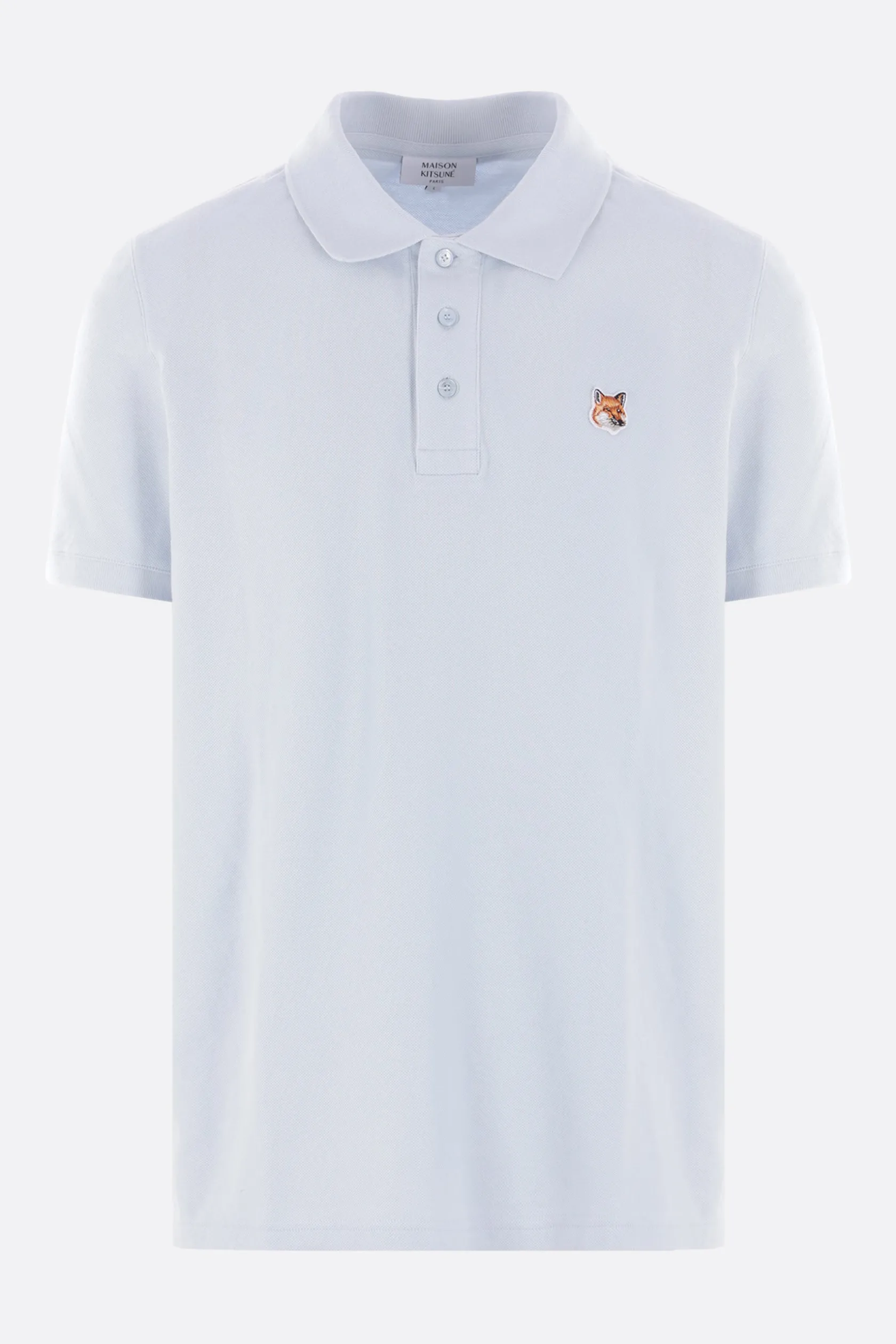 Topwear>MAISON KITSUNÉ polo in piquet patch Fox Head Blu