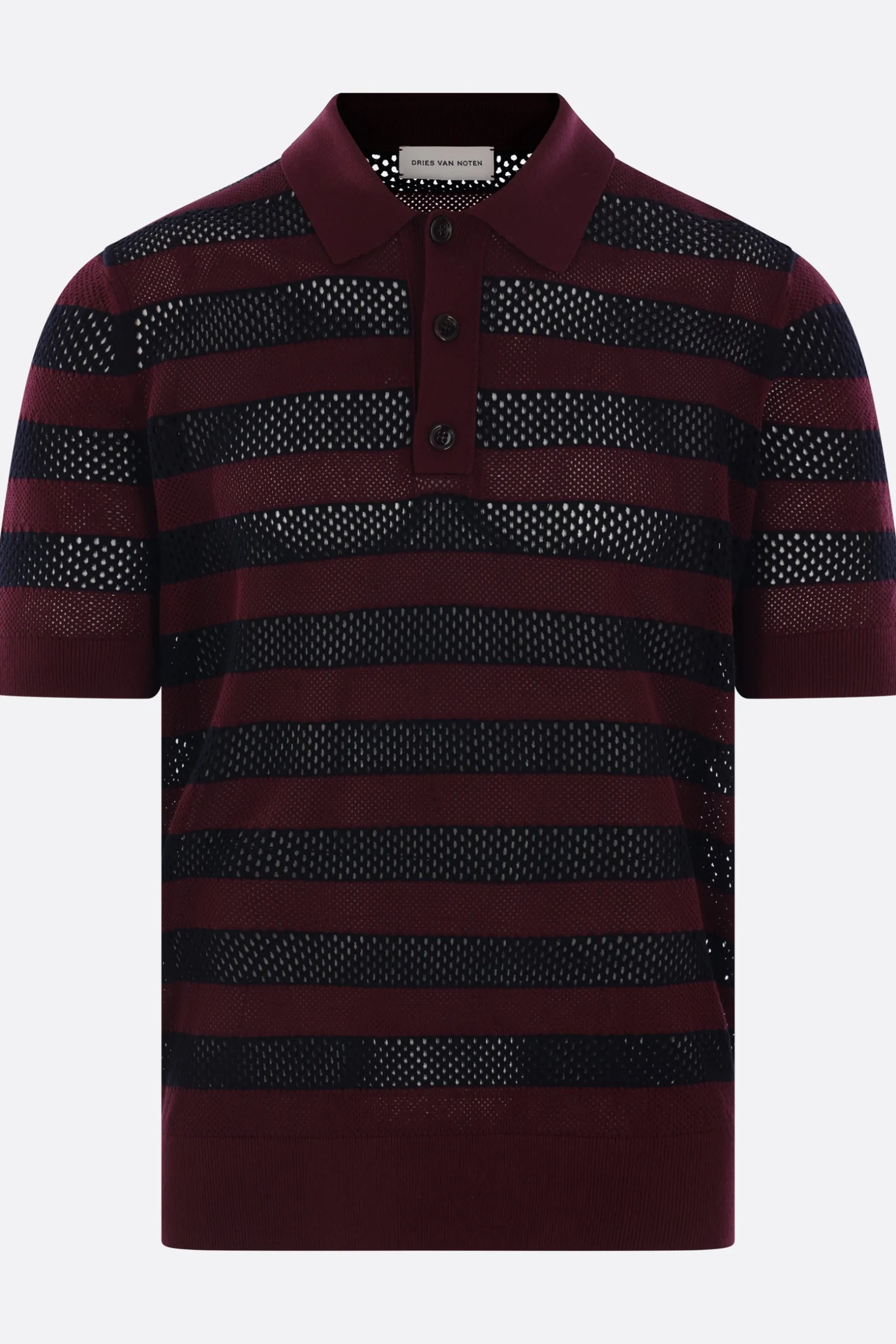 Topwear>DRIES VAN NOTEN polo Mercy in maglia traforata Viola