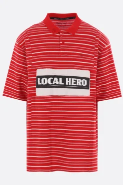 Topwear>MARTINE ROSE polo oversize in piquet a righe Rosso