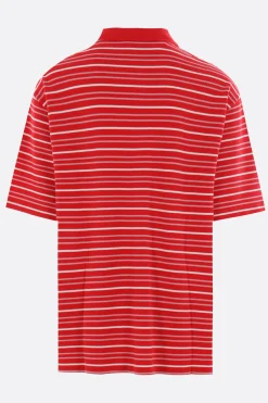 Topwear>MARTINE ROSE polo oversize in piquet a righe Rosso