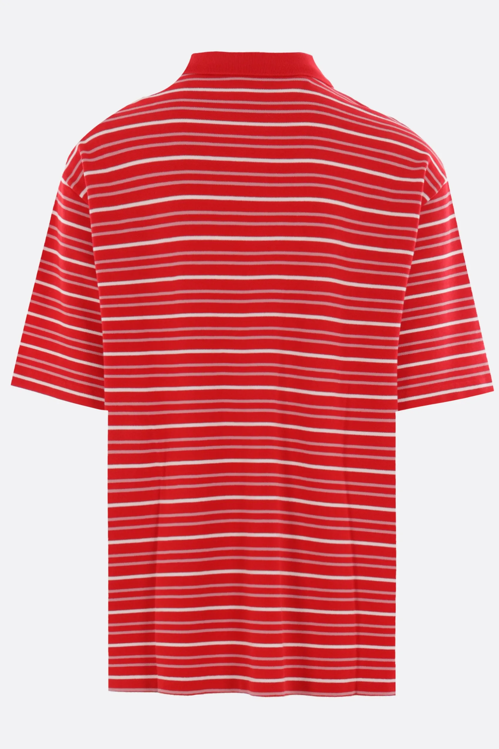 Topwear>MARTINE ROSE polo oversize in piquet a righe Rosso