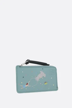 Piccola Pelletteria>LOEWE porta carte con zip Deep Sea in nappa Blu