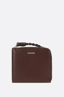 Piccola Pelletteria>JIL SANDER porta carte half-zip in pelle liscia Marrone