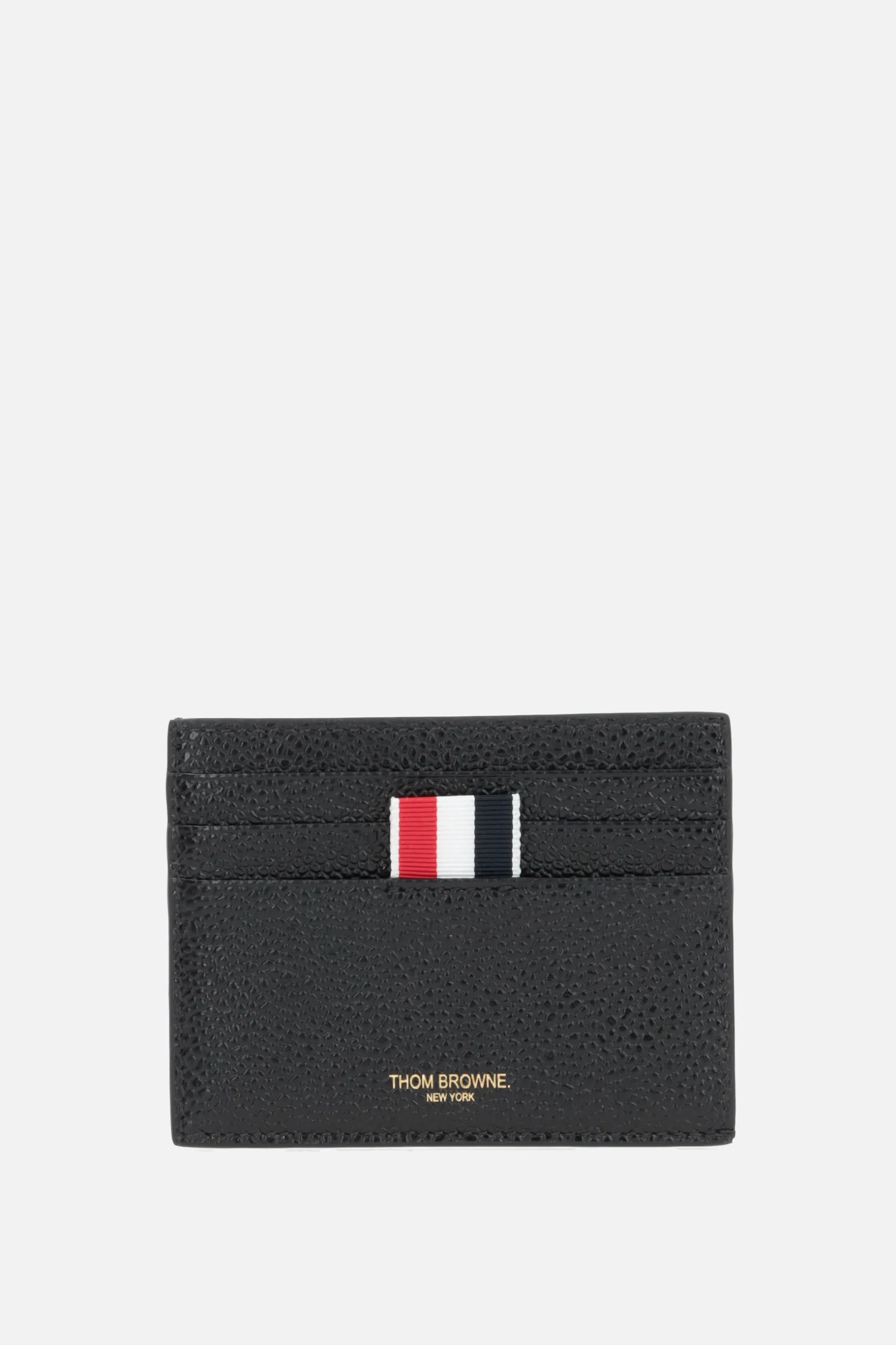 Piccola Pelletteria>THOM BROWNE porta carte in pelle Pebble Grain Nero