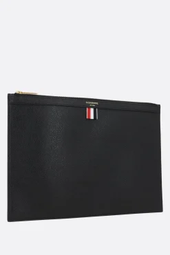 Borse A Mano>THOM BROWNE porta documenti medio in pelle Pebble Grain Nero