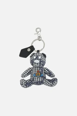 Piccola Pelletteria>VIVIENNE WESTWOOD portachiavi Teddy Bear in tessuto Gingham Nero