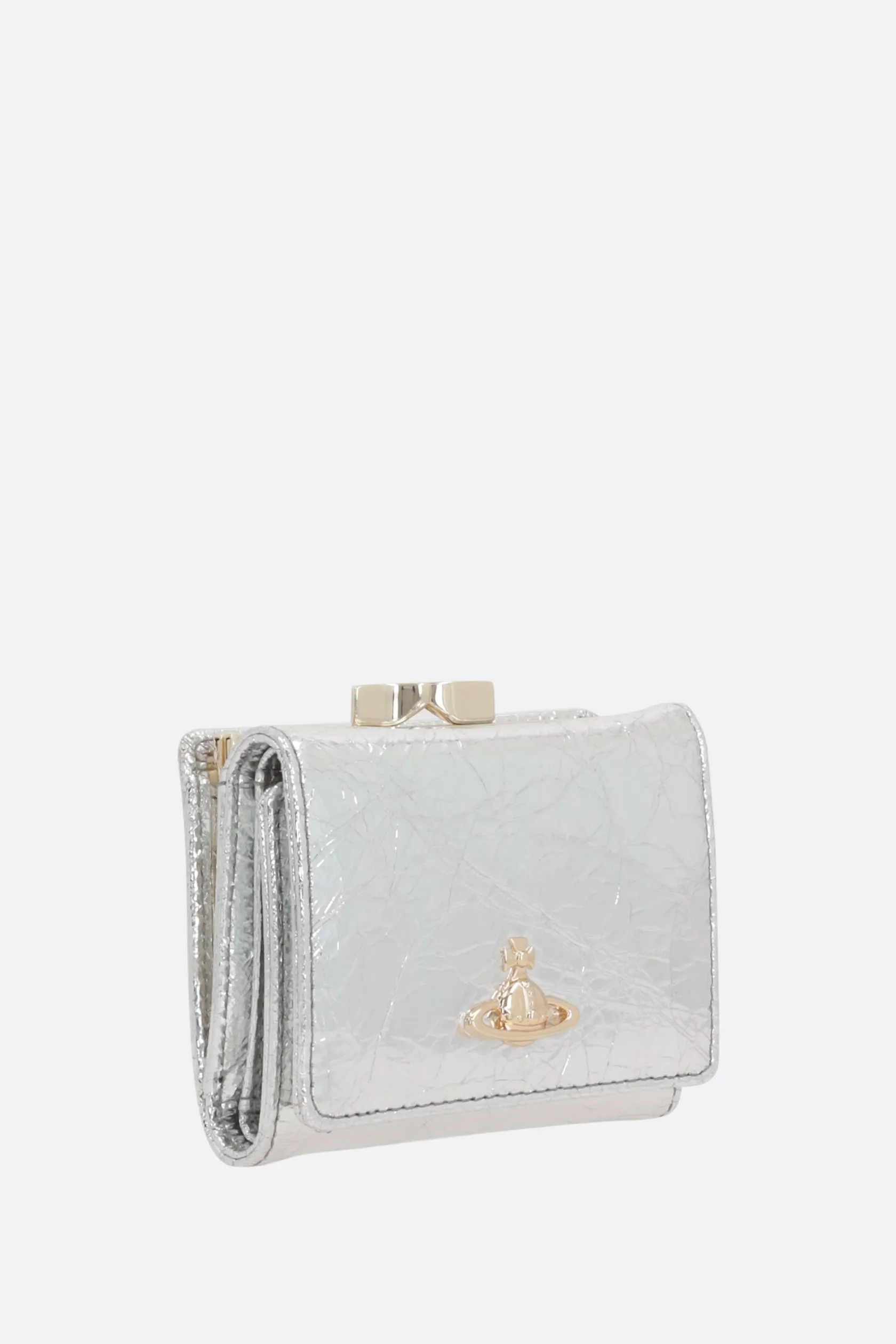 Portafogli>VIVIENNE WESTWOOD portafogli Frame small in pelle laminata crinkled Argento