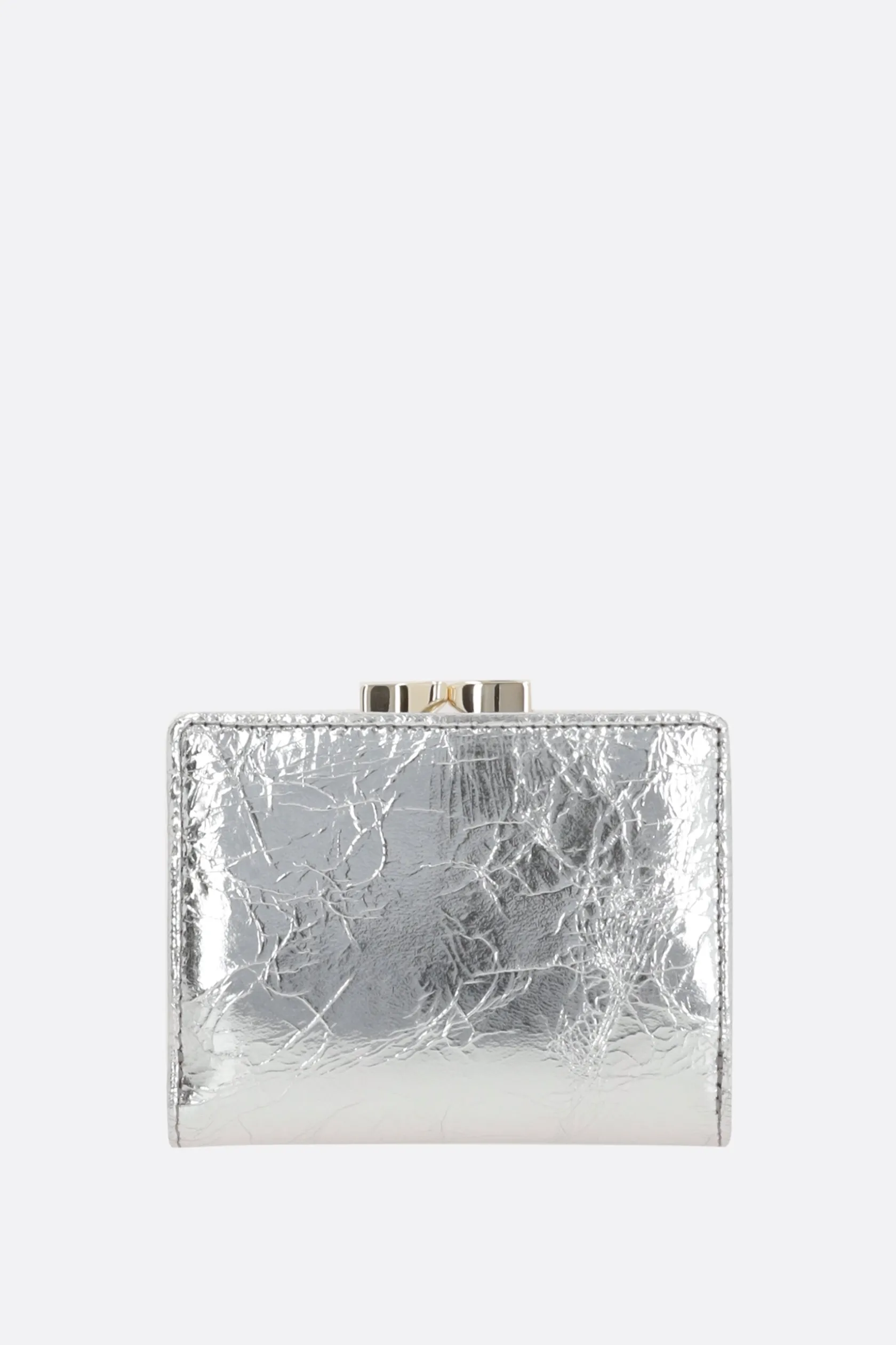 Portafogli>VIVIENNE WESTWOOD portafogli Frame small in pelle laminata crinkled Argento