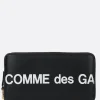 Portafogli>COMME DES GARÇONS WALLET portafogli zip-around in pelle liscia stampa logo Nero
